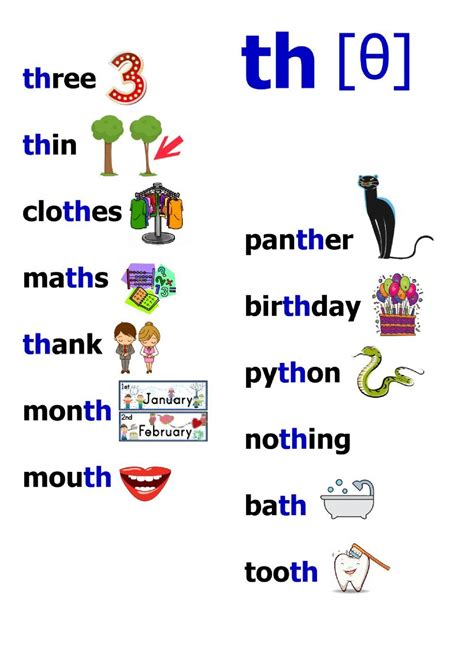 Th Words Activity Learn English Words Th Words Kindergarten Reading