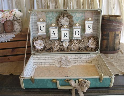 Vintage Suitcase For Rustic Wedding Card Holder Wedding Card