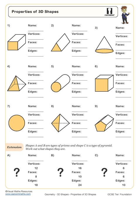 3d Solid Shapes Worksheet Free Printable Templates