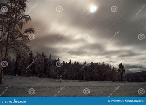 Full Moon Over Snowy Winter Field Stock Photo Image Of Full Nature