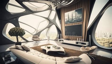 A Modern Futuristic Living Room Interior Design Futurism Decor