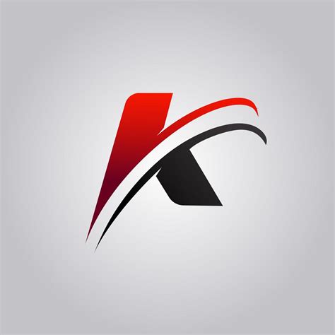 Initial K Letter Logo With Swoosh Colored Red And Black 588136 Vector