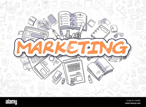 Marketing - Doodle Orange Text. Business Concept Stock Photo - Alamy
