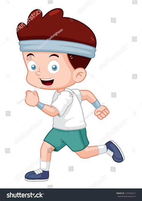 Illustration Of Cartoon Boy Jogging 123764512 Shutterstock