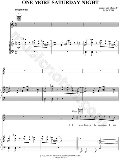 Grateful Dead One More Saturday Night Sheet Music In C Major Download And Print Sku Mn0020033