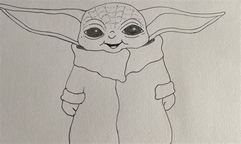 Draw Baby Yoda The Child Grogu With Demonstrated Step By Step