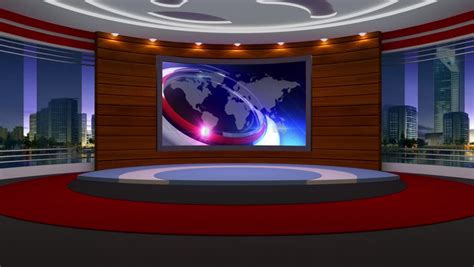 News Tv Studio Set Virtual Green Screen Royalty Free