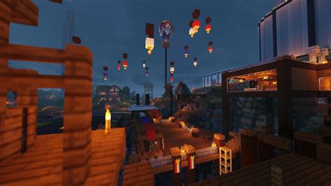 Minecraft Shaders Night Lights Video Games 1920x1080 Wallpaper