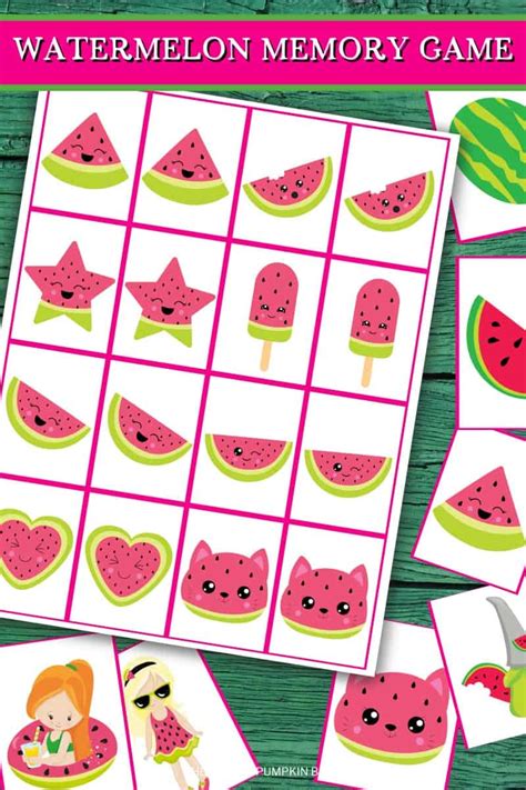 Free Printable Watermelon Memory Game Cards Matching Pairs