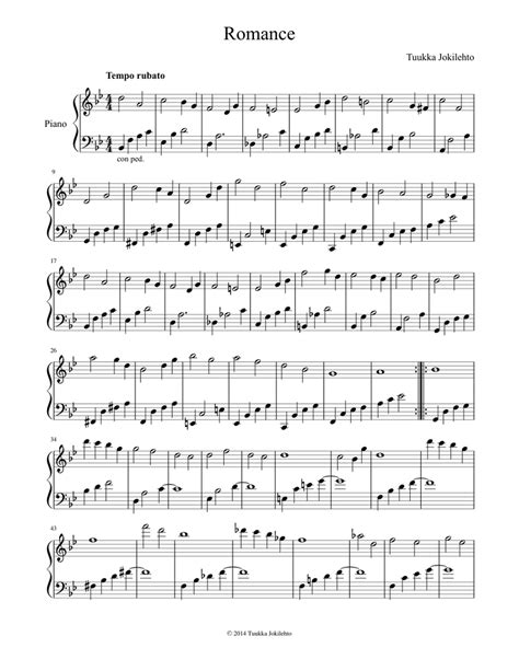 romance sheet music for piano solo