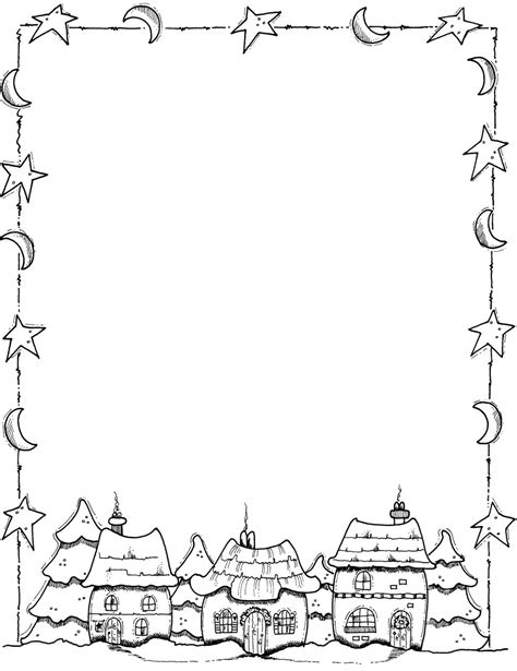 Black And White Christmas Border Coloring Pages