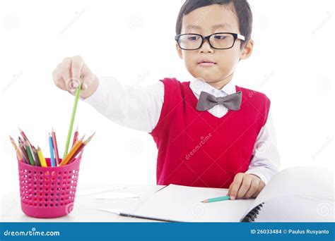 Pupil With Pencil Crayons Stock Photo Image Of Knowledge 26033484