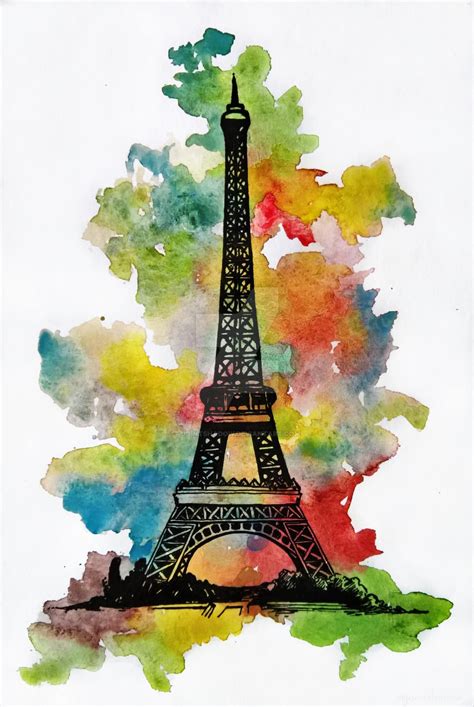 Watercolor Eiffel Tower By Jointshadow On Deviantart In 2020 Eiffel