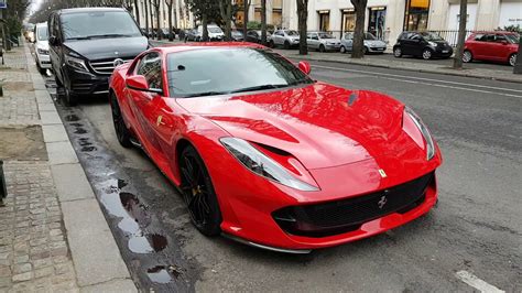 Red Ferrari 812 Superfast In Paris France Youtube