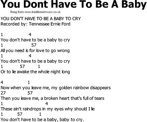 Old Country Song Lyrics With Chords You Dont Have To Be A Baby