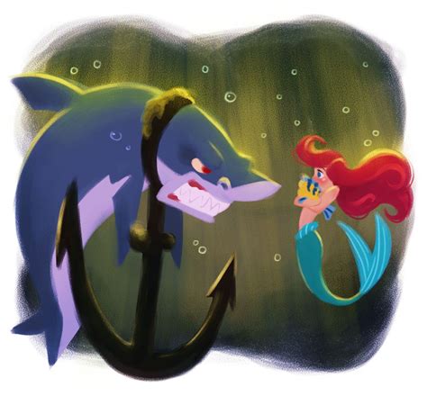 Ariel And The Shark By Dylanbonner On Deviantart Disney Little