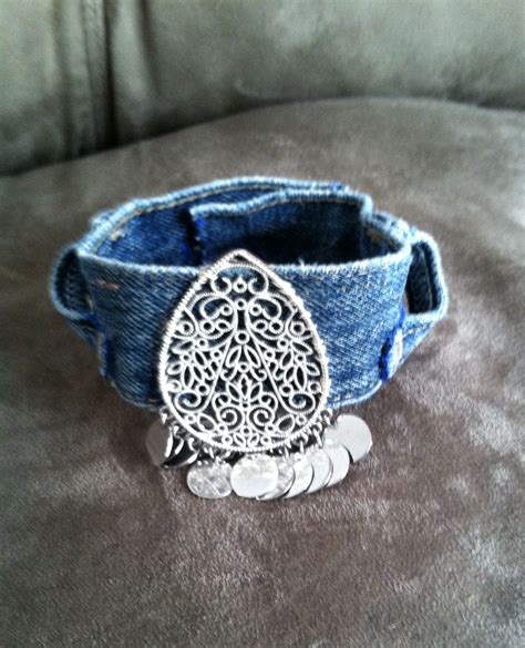 Handmade Upcycled Jean Cuff Bracelet Upcycleddiva Loops For Charms