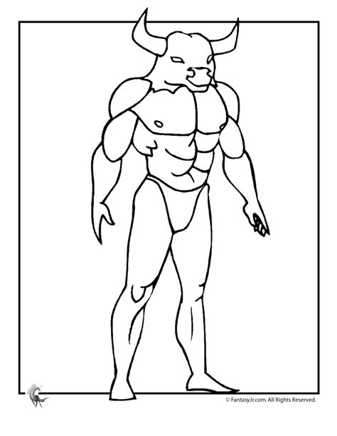 Enjoy our collection of colouring pages on an ancient greece theme! Standing Minotaur Greek Myth Coloring Page | Woo! Jr. Kids ...