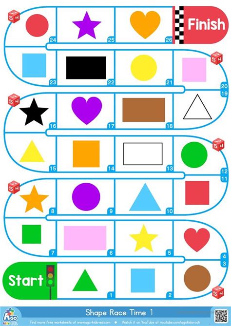 Crafts, coloring pages and activities to help young children learn their shapes. Shapes & Colors Race Time - BINGOBONGO Learning - English ESL Worksheets for distance learning ...