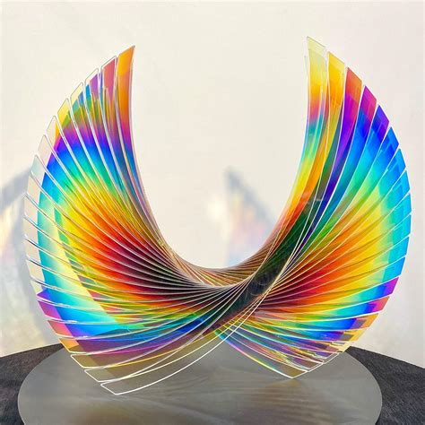 Tom Marosz Wings Dichroic Starfire Fused Cut And Polished Dichroic Glass Sculpt For Sale