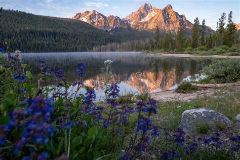 Beautiful Sunrise At Stanley Lake In The Sawtooth Mountains Of Idaho