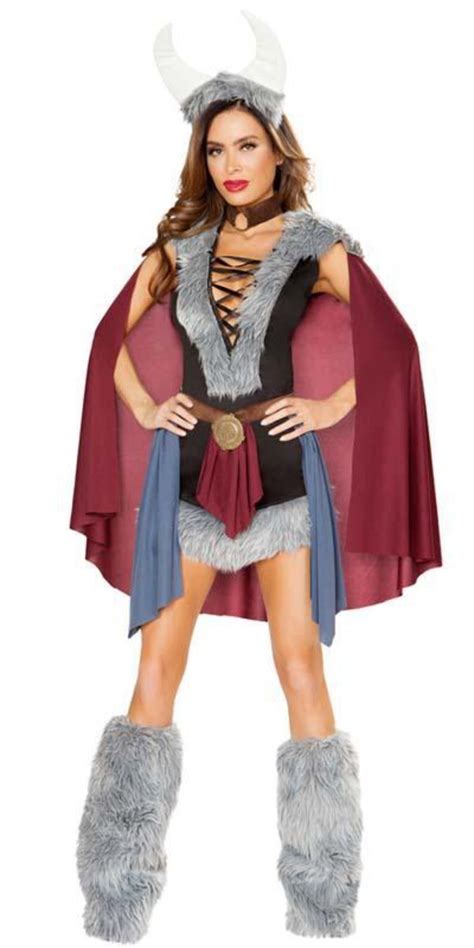 Sexy Viking Vixen Lace Up And Faux Fur Dress With Cape