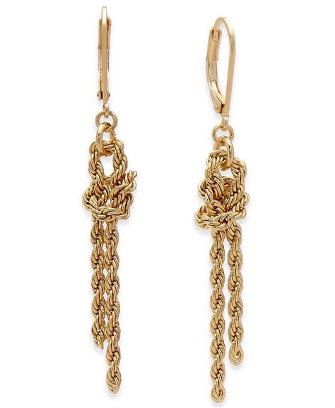 Charter Club Gold Tone Knotted Rope Chain Drop Earrings Created For