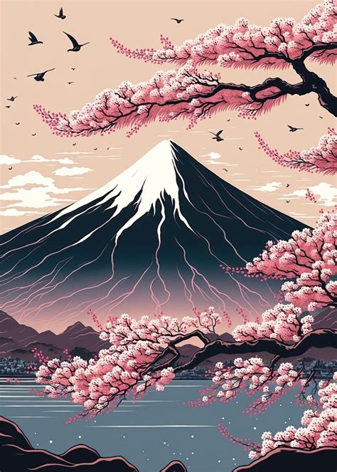 Japanese Cherry Blossoms Poster By Desiree Mendez Displate