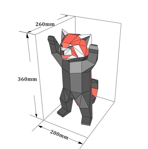 Standing Red Panda Paper Model 3d Papercraft Tempalte Pdf Etsy Singapore