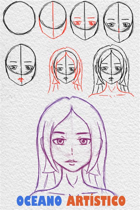 Como Desenhar Rosto De Anime Feminino De Frente Passo A Passo