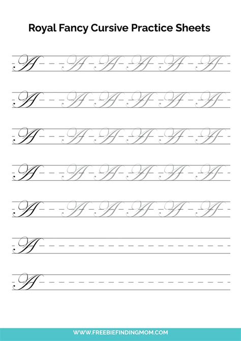 Free Printable Capital Royal Fancy Cursive Letter A Practice Sheet