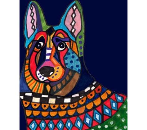 German Shepherd Art Dog Poster Print Of Painting By Heather Etsy