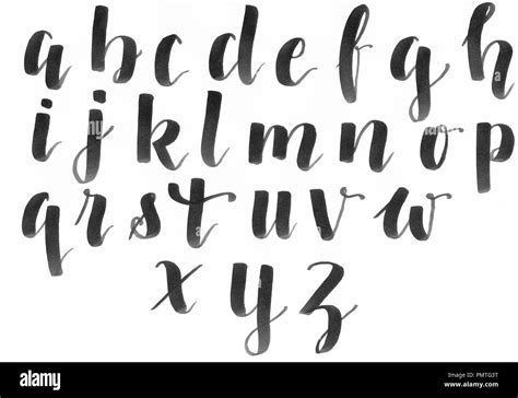 Hand Lettering Caligrafía Alfabeto Moderno En Negro Sobre Papel Blanco