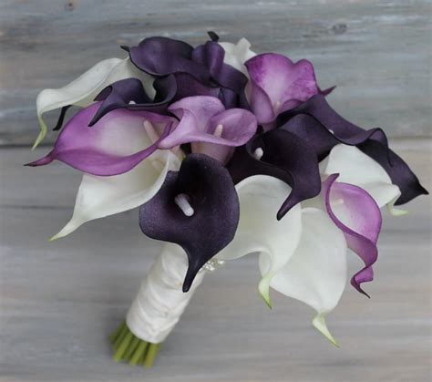 wedding bouquet purple calla lily bouquet real touch purple calla lily bridal bouquet