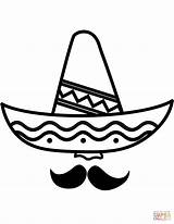 Coloring Sombrero Mustache Printable Hat Drawing Categories sketch template