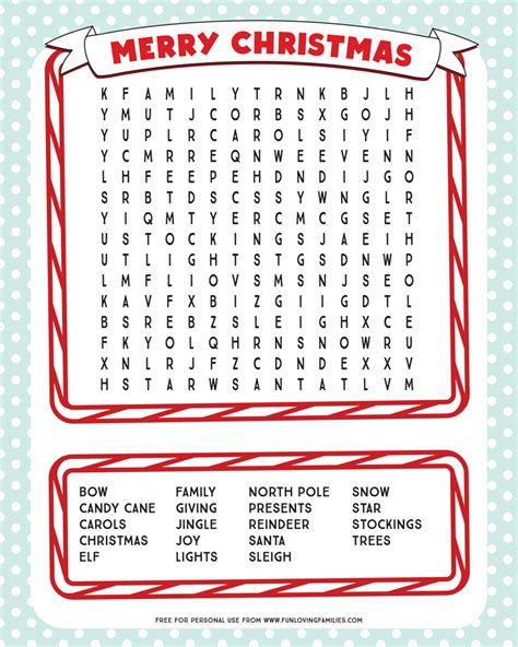 Word Search Christmas Printable Word Search Printable Free For Kids