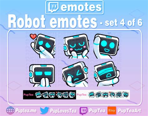 6x Cute Robot Emotes Pack For Twitch Youtube And Discord Set 4 Etsy