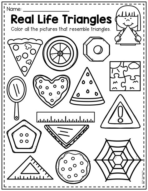 Triangles Coloring Page Shape Coloring Pages Shape Worksheets For The