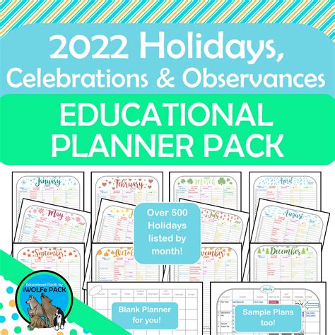 Educational Planner For 2022 Holidays Celebrations And Observances