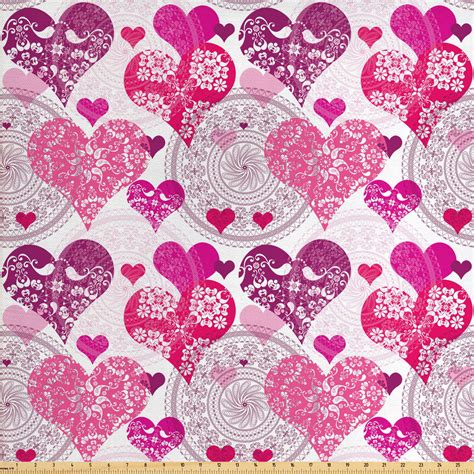 Hearts Fabric By The Yard Valentines Day Inspired Ornamental Love