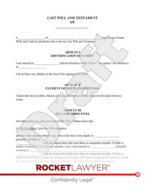 Free Will Married No Children Template Rocket Lawyer