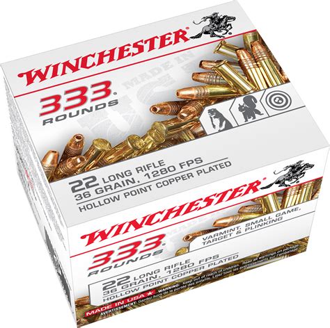 Winchester 22 Lr 36gr Copper Plated Hollow Point 333box 3330 Round Case