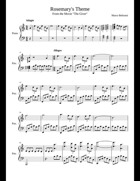 Rosemarys Theme Sheet Music For Piano Download Free In Pdf Or Midi