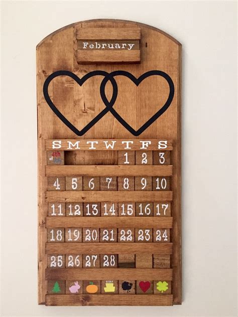 Wooden Perpetual Calendar Wooden Calendar Heart Calendar Etsy