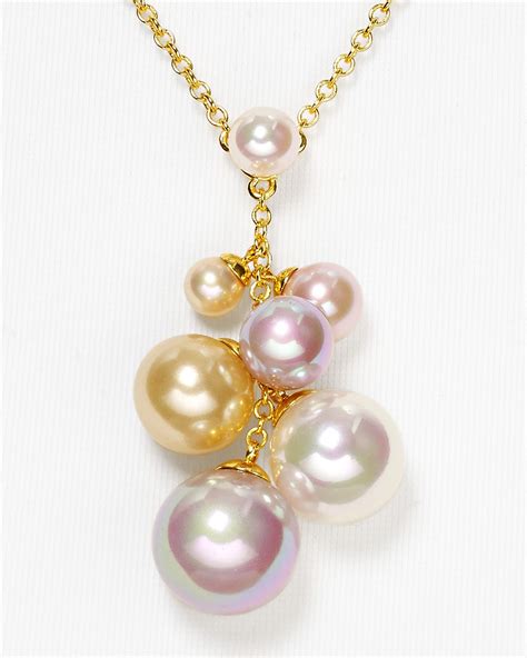 Majorica Multicolored Round Organic Manmade Pearl Pendant Necklace 18
