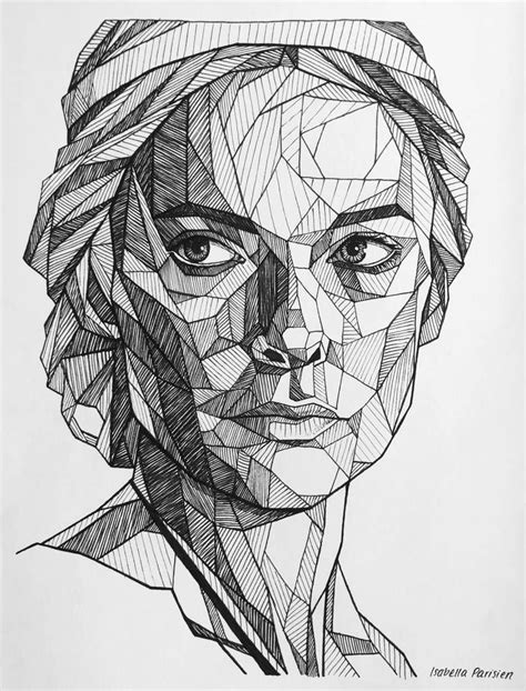 Geometric Face Drawing Of Rebecca Ferguson Geometric Face Drawing