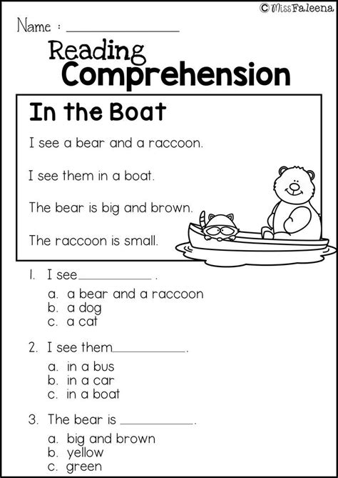 reading comprehension set 1 reading comprehension kindergarten