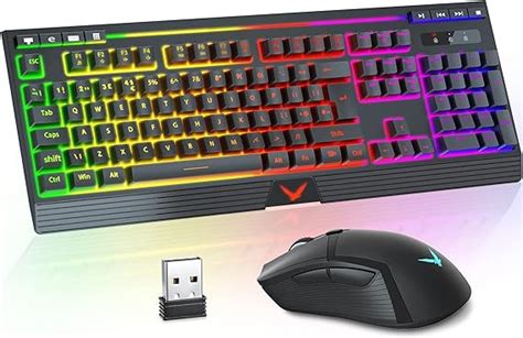 Wireless Keyboard And Mouse Combo Backlit Topmate Rechargeable Rainbow