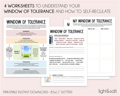 Window Of Tolerance Worksheet Trauma Therapy Social Etsy