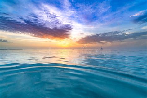 Inspirational Calm Sea With Sunset Sky Meditation Ocean And Sky